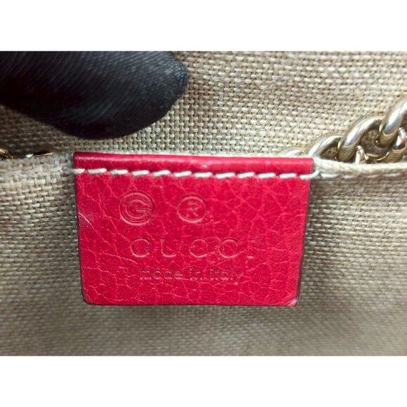 Pre-owned Gucci Dollar Calfskin Interlocking G Small Shoulder/Crossbody Bag Red - Picture 9 of 14